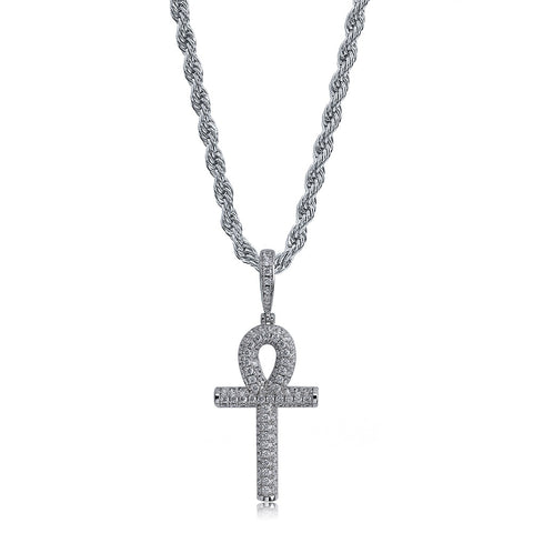 Diamond Pavé Ankh Pendant Chain