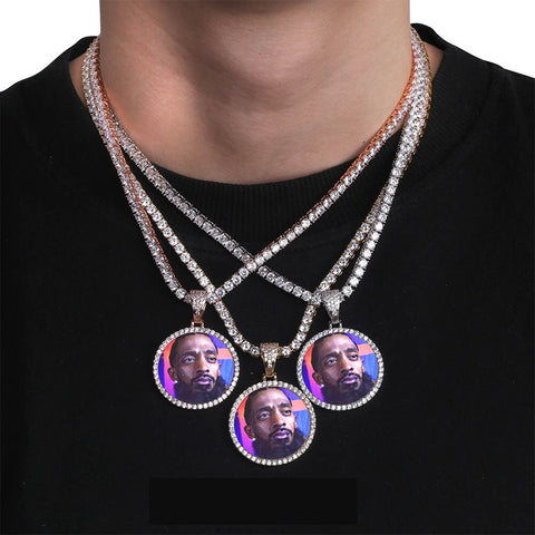 Custom Round Photo Pendant Chain