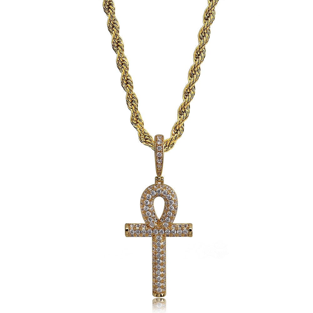 Diamond Pavé Ankh Pendant Chain