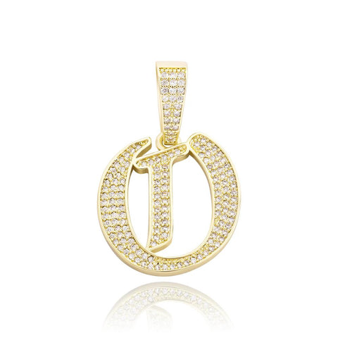 Custom Diamond Old English Initial Pendant Necklace