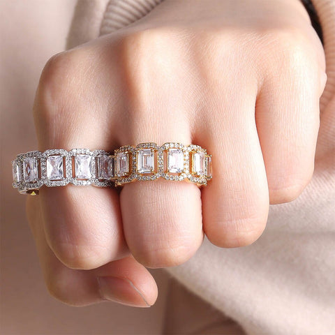 Halo Baguette Eternity Ring