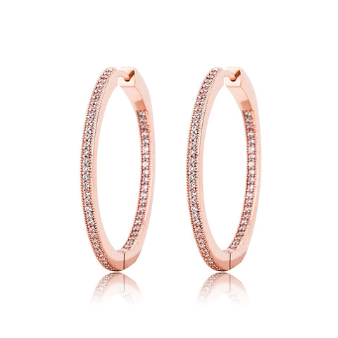 Double Diamond Prong Hoop Earrings