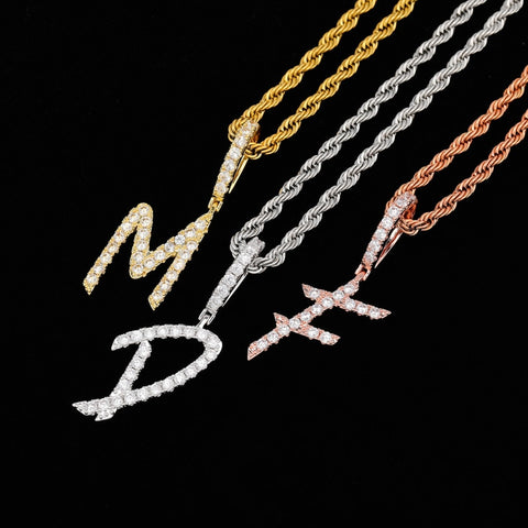 Custom Stick Script Letter Pendant Chain