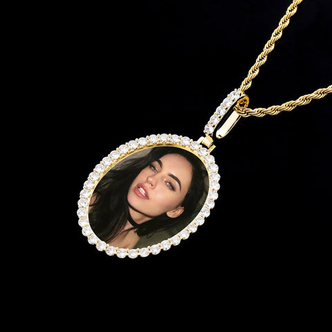 Diamond Oval Custom Photo Pendant