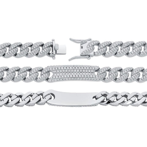 9mm Diamond Bar Cuban Link Bracelet