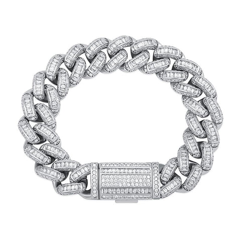 16mm Baguette Prong Cuban Link Bracelet