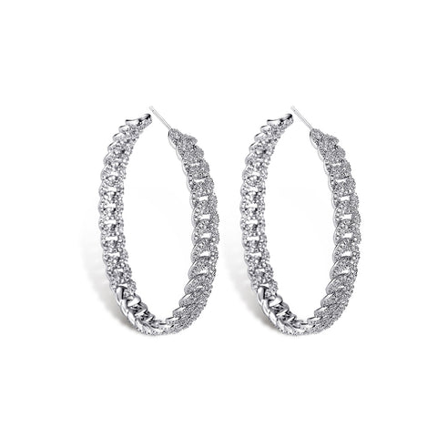 Iced Cuban Link Hoop Earrings