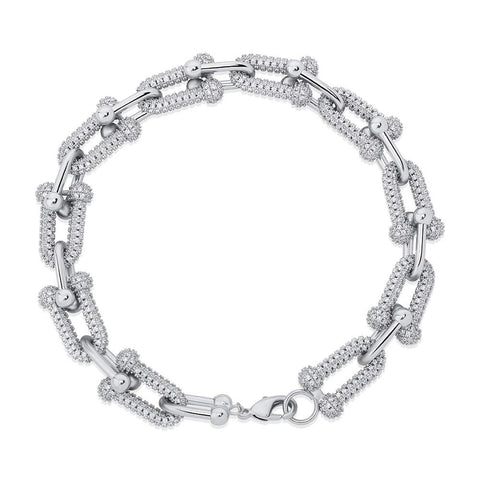 12mm Diamond Horseshoe Link Bracelet