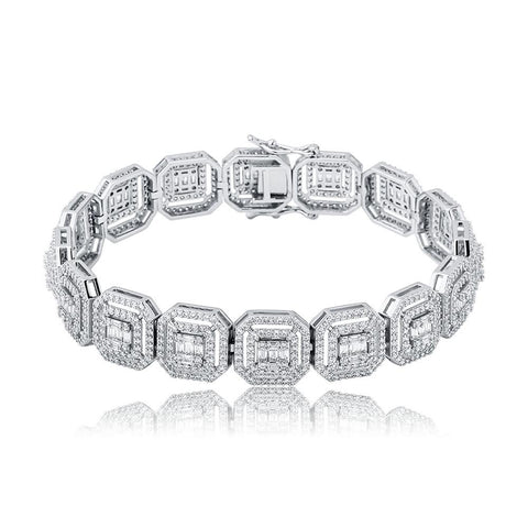 13mm Diamond Cluster Baguette Bracelet