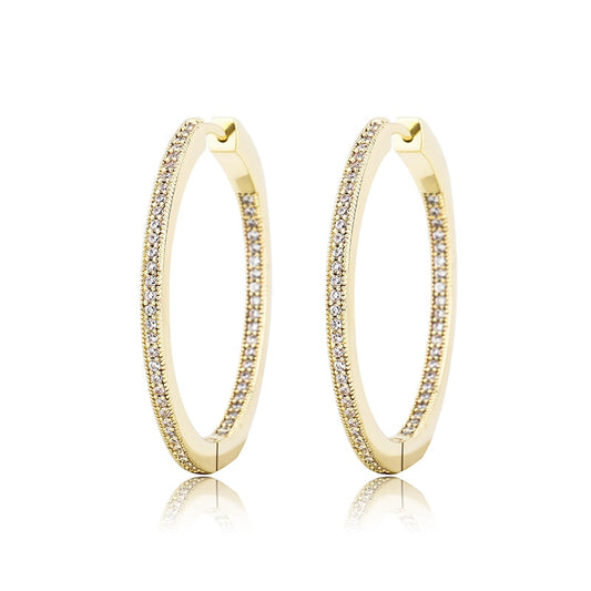 Double Diamond Prong Hoop Earrings