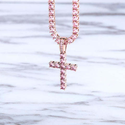 Diamond Micro Cross Pendant Chain