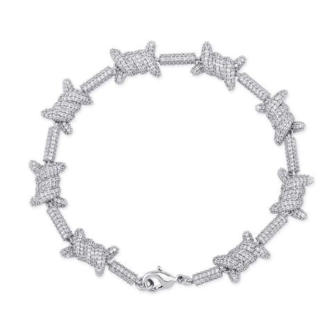 10mm Diamond Barbed Wire Link Bracelet