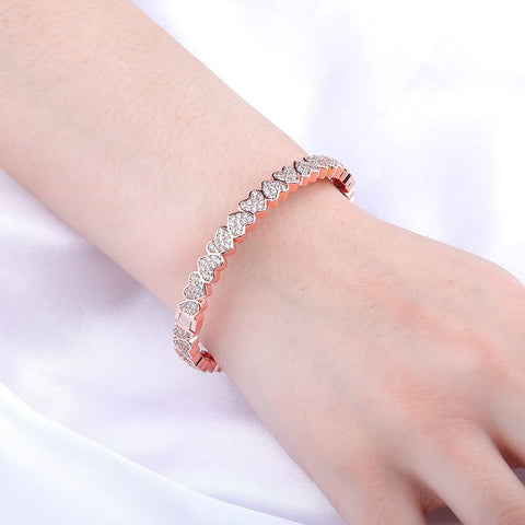 7mm Diamond Connected Hearts Bracelet