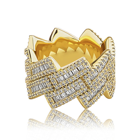 Chevron Baguette Prong Ring