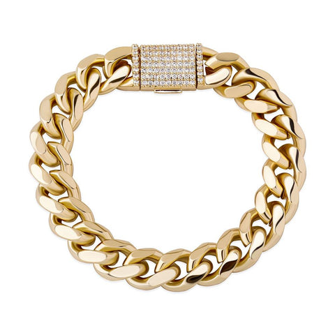 12mm Diamond Box Clasp Cuban Link Bracelet