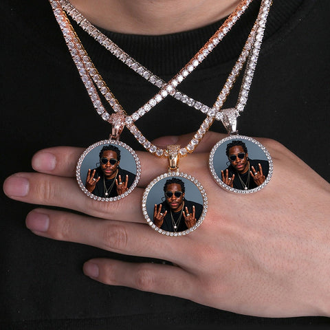 Custom Round Photo Pendant Chain