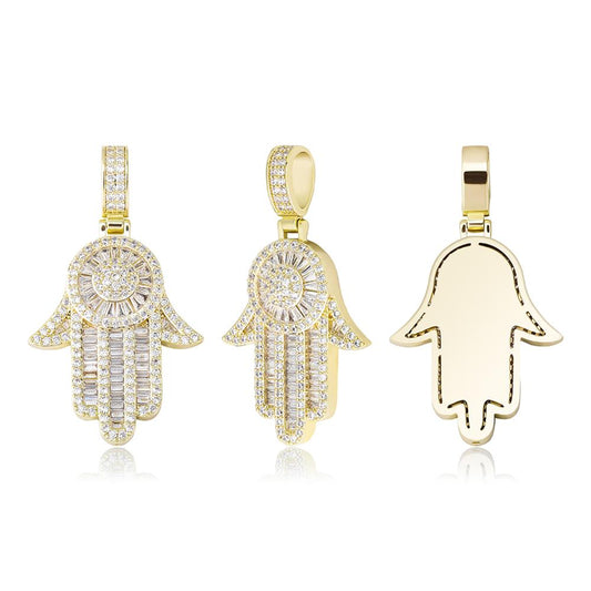 Diamond Baguette Hamsa Pendant Chain