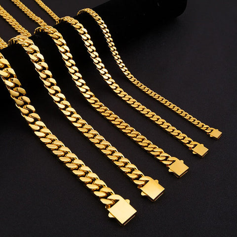 18k Gold Stainless Steel Cuban Link Chain