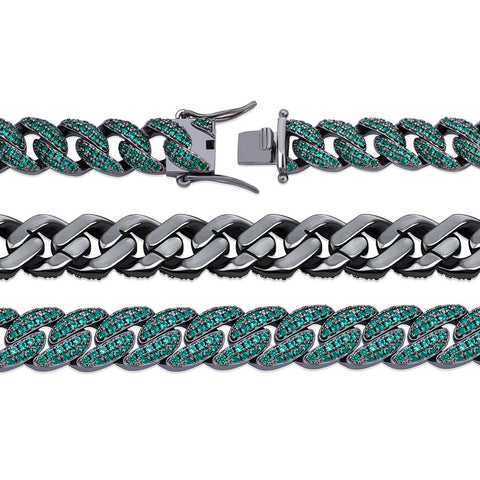 9mm Multicolor Diamond Cuban Link Bracelet