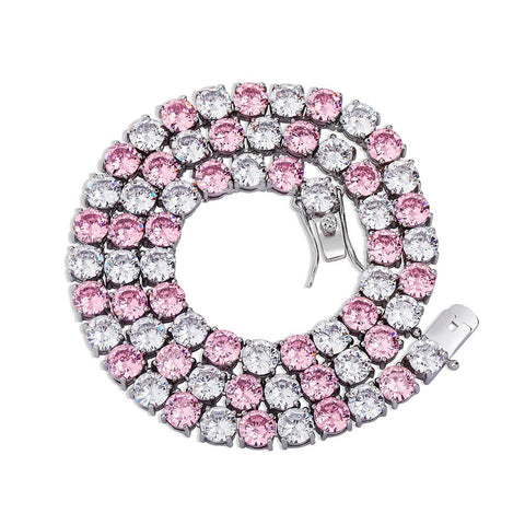 Pink & White Round Tennis Chain