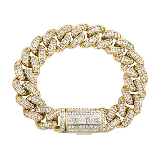 16mm Baguette Prong Cuban Link Bracelet