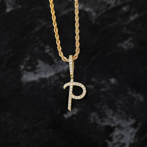 Custom Stick Script Letter Pendant Chain