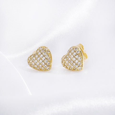 Diamond Heart Stud Earrings