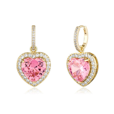 Pink Heart Drop Earrings