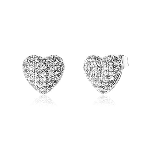 Diamond Heart Stud Earrings