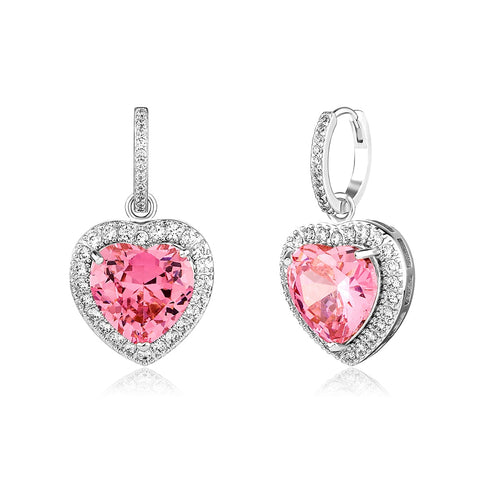 Pink Heart Drop Earrings