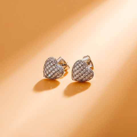 Diamond Heart Stud Earrings