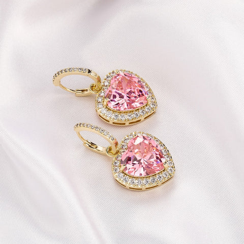 Pink Heart Drop Earrings