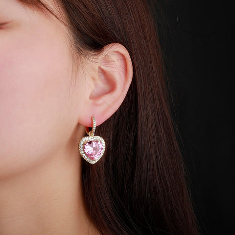 Pink Heart Drop Earrings