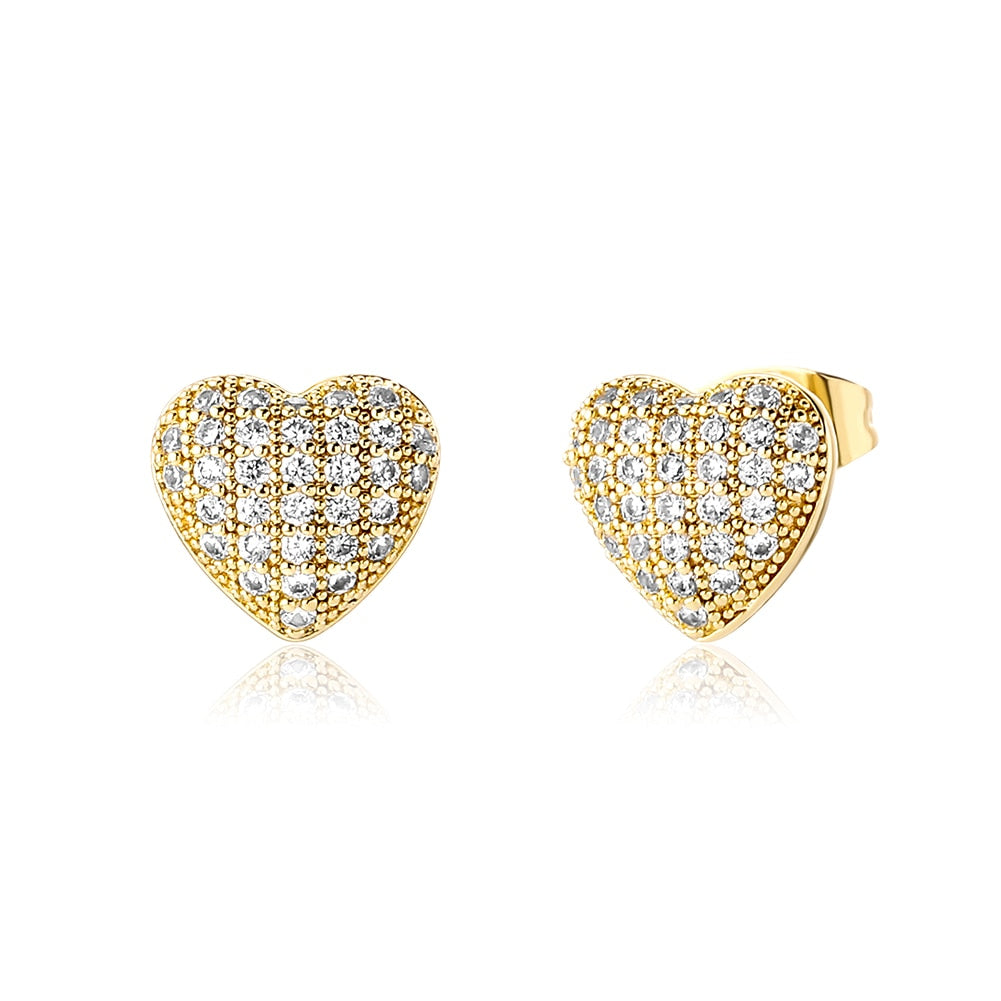 Diamond Heart Stud Earrings