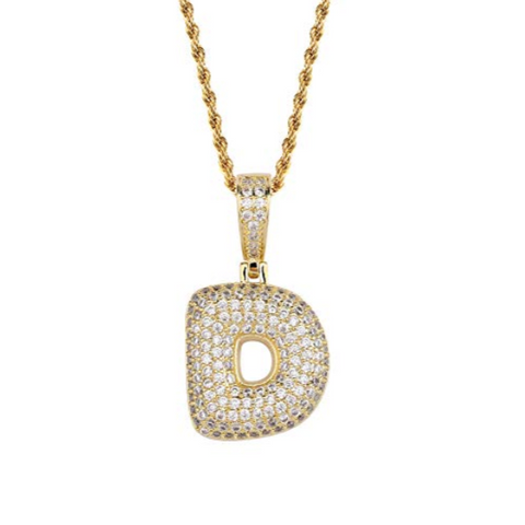 Diamond Custom Bubble Letter Pendant Necklace