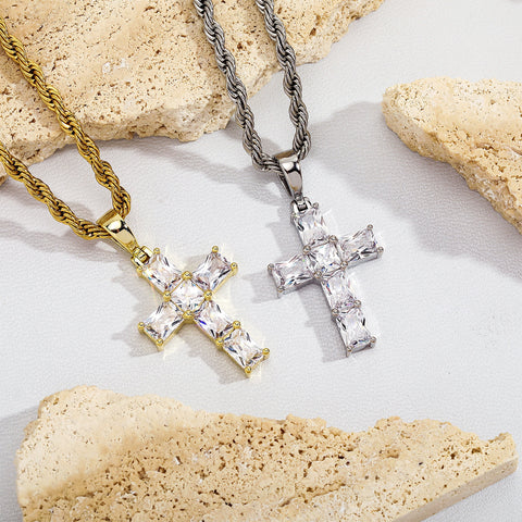 Diamond Celestial Cross Pendant Chain