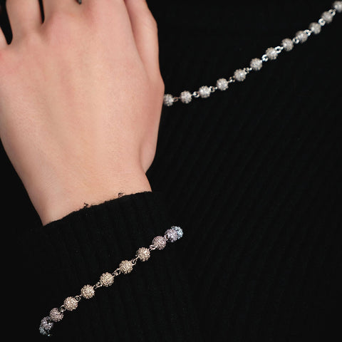 8mm Diamond Ball Link Bracelet