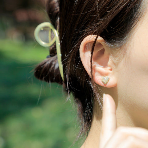 Diamond Heart Stud Earrings