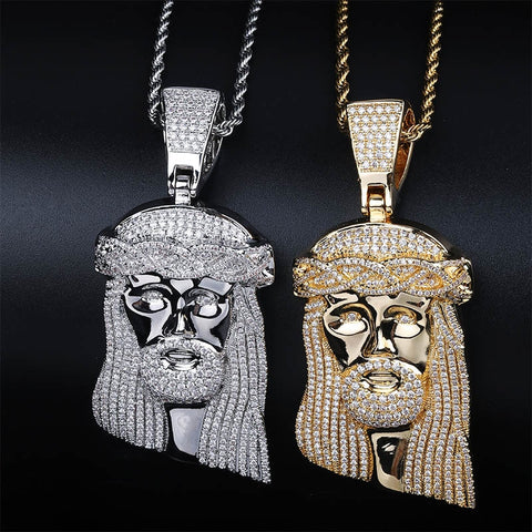 Diamond Jesus Piece Pendant Chain