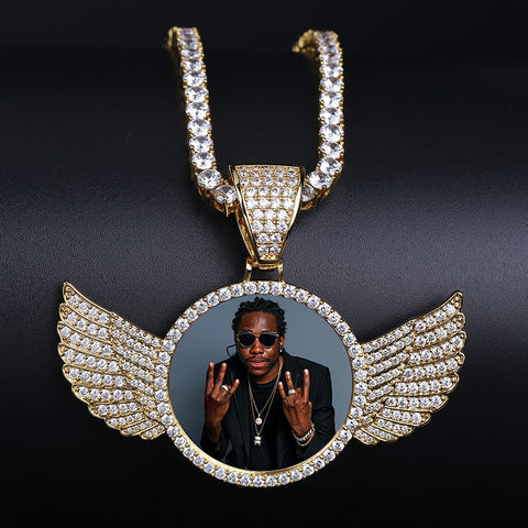 Custom Winged Photo Pendant Chain